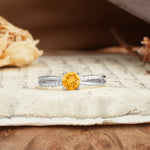 Simple 4-Prong Round Cut Citrine Engagement Ring - Additional view