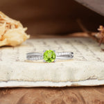 Simple 4-Prong Round Cut Peridot Engagement Ring - Additional view