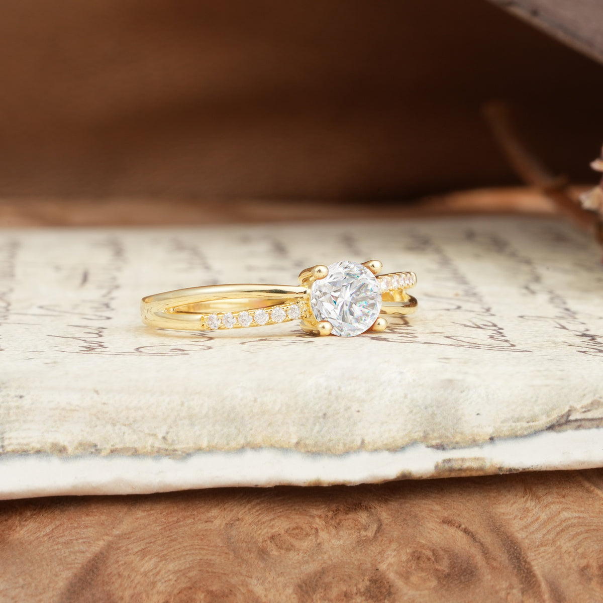 Simple 4-Prong Round Cut Moissanite Engagement Ring - Additional view