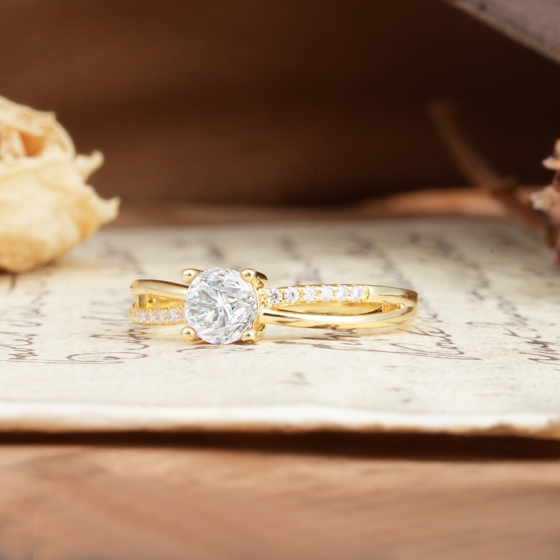Simple 4-Prong Round Cut Moissanite Engagement Ring - Additional view