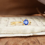 Simple 4-Prong Round Cut Sapphire Engagement Ring - Additional view