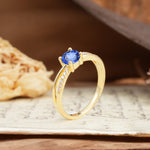 Simple 4-Prong Round Cut Sapphire Engagement Ring - Additional view