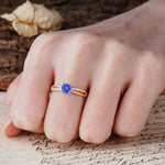 Simple 4-Prong Round Cut Sapphire Engagement Ring - Additional view