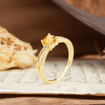 Simple 4-Prong Round Cut Citrine Engagement Ring - Additional view