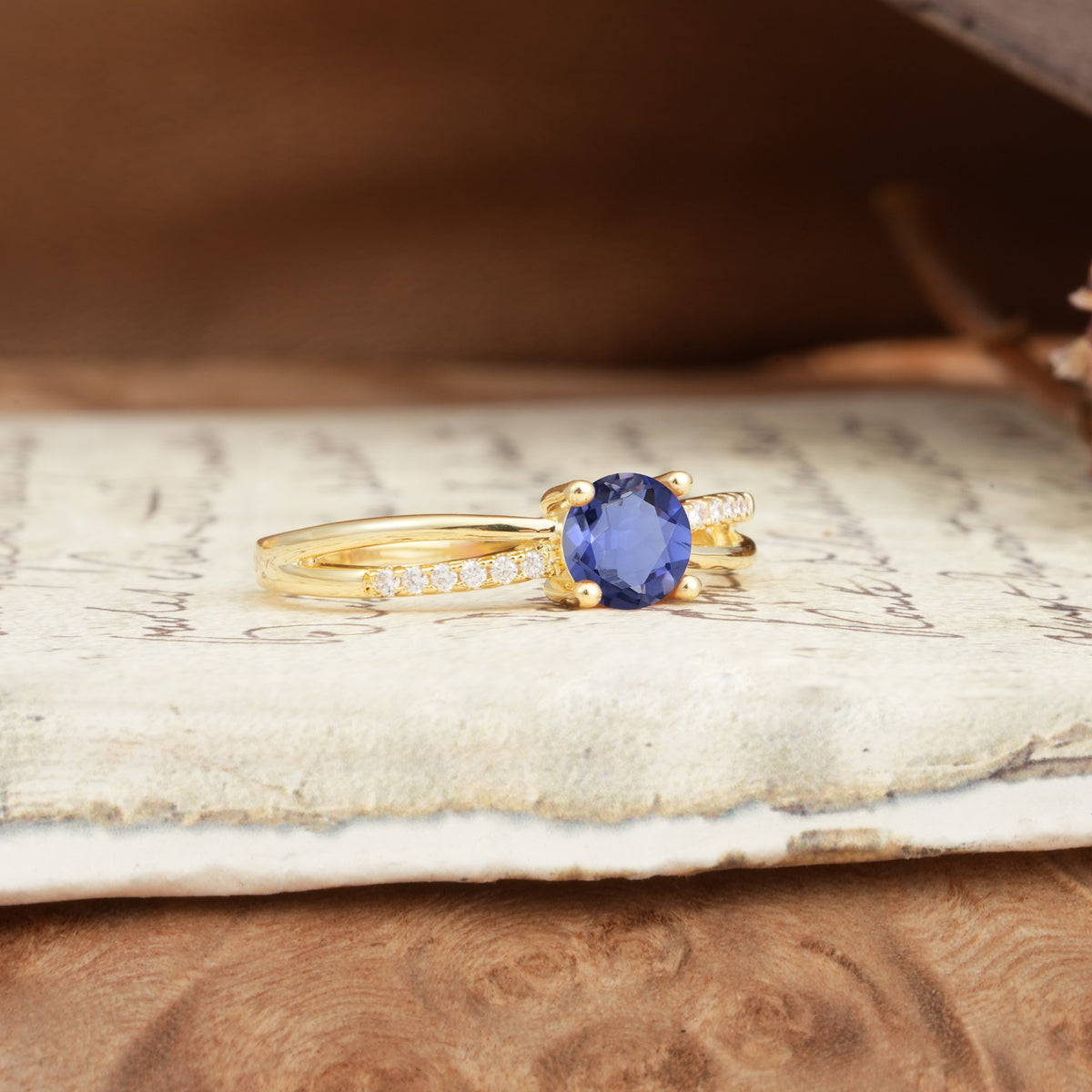 Simple 4-Prong Round Cut Tanzanite Engagement Ring - Additional view