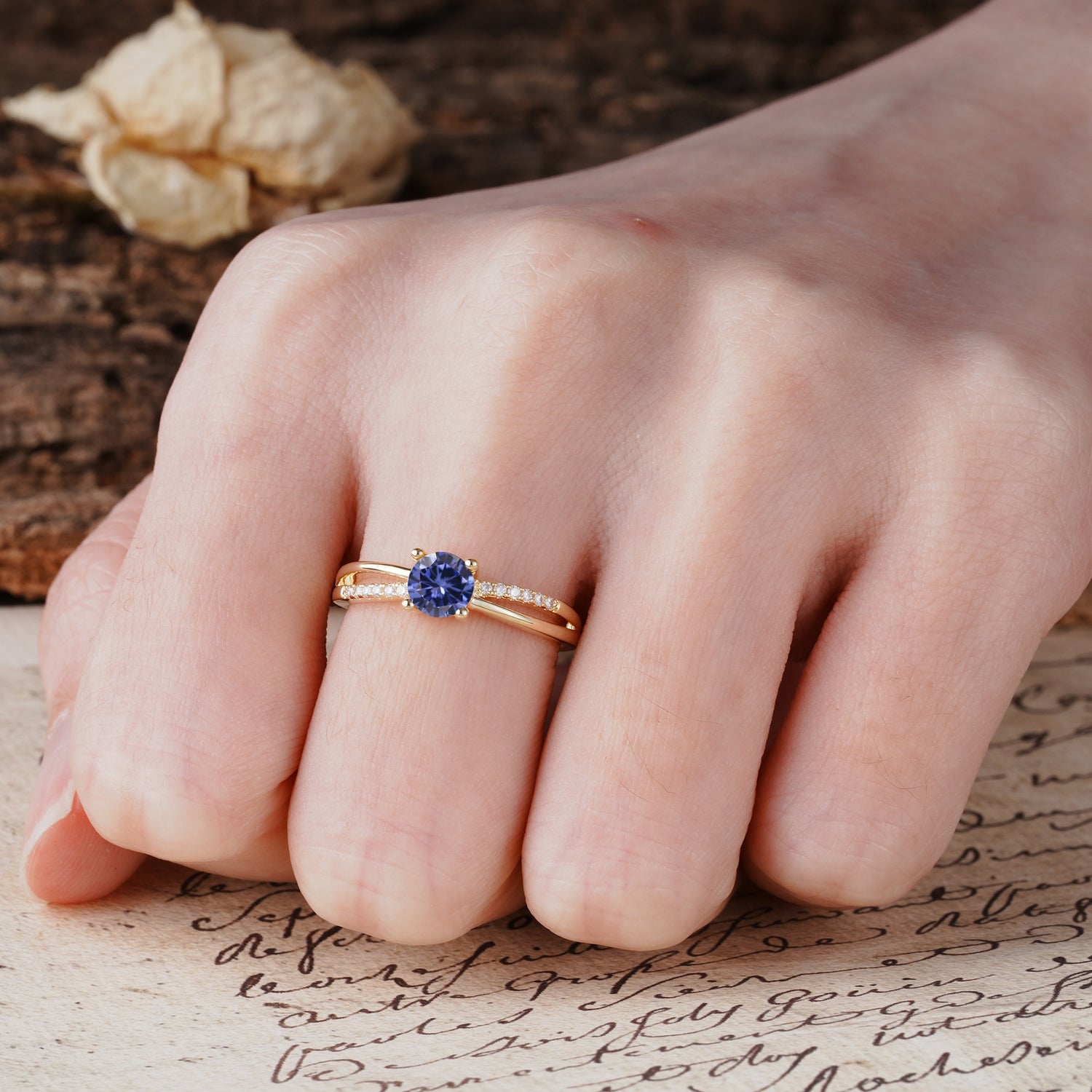 Simple 4-Prong Round Cut Tanzanite Engagement Ring - Additional view