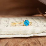 Simple 4-Prong Round Cut Turquoise Engagement Ring - Additional view