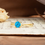 Simple 4-Prong Round Cut Turquoise Engagement Ring - Additional view