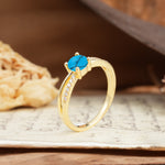 Simple 4-Prong Round Cut Turquoise Engagement Ring - Additional view