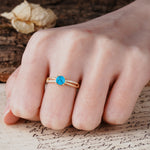 Simple 4-Prong Round Cut Turquoise Engagement Ring - Additional view