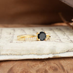 Simple 4-Prong Round Cut Black Onyx Engagement Ring - Additional view