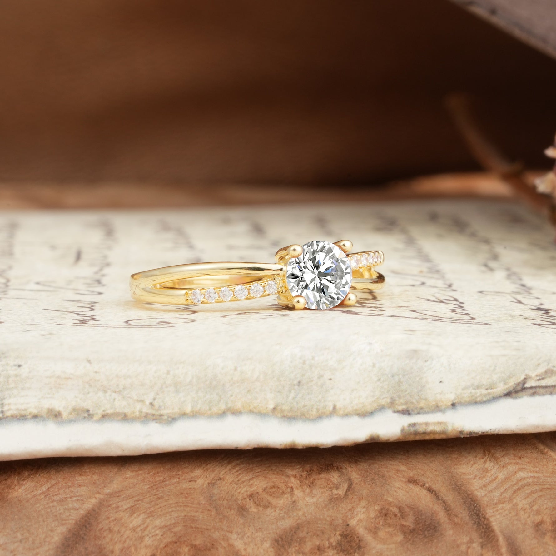 Simple 4-Prong Round Cut Lab Diamond Engagement Ring - Additional view