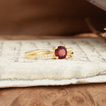 Simple 4-Prong Round Cut Garnet Engagement Ring - Additional view