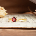 Simple 4-Prong Round Cut Garnet Engagement Ring - Additional view