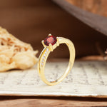 Simple 4-Prong Round Cut Garnet Engagement Ring - Additional view