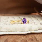 Simple 4-Prong Round Cut Amethyst Engagement Ring - Additional view