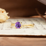 Simple 4-Prong Round Cut Amethyst Engagement Ring - Additional view