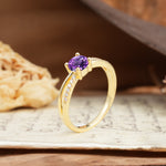 Simple 4-Prong Round Cut Amethyst Engagement Ring - Additional view