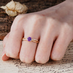 Simple 4-Prong Round Cut Amethyst Engagement Ring - Additional view