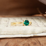 Simple 4-Prong Round Cut Emerald Engagement Ring - Additional view