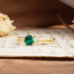Simple 4-Prong Round Cut Emerald Engagement Ring - Additional view