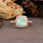 Classic Luxury 4-Prong Princess Cut Fire Opal Engagement Ring - Additional view