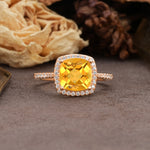 Classic Luxury 4-Prong Princess Cut Citrine Engagement Ring - Additional view