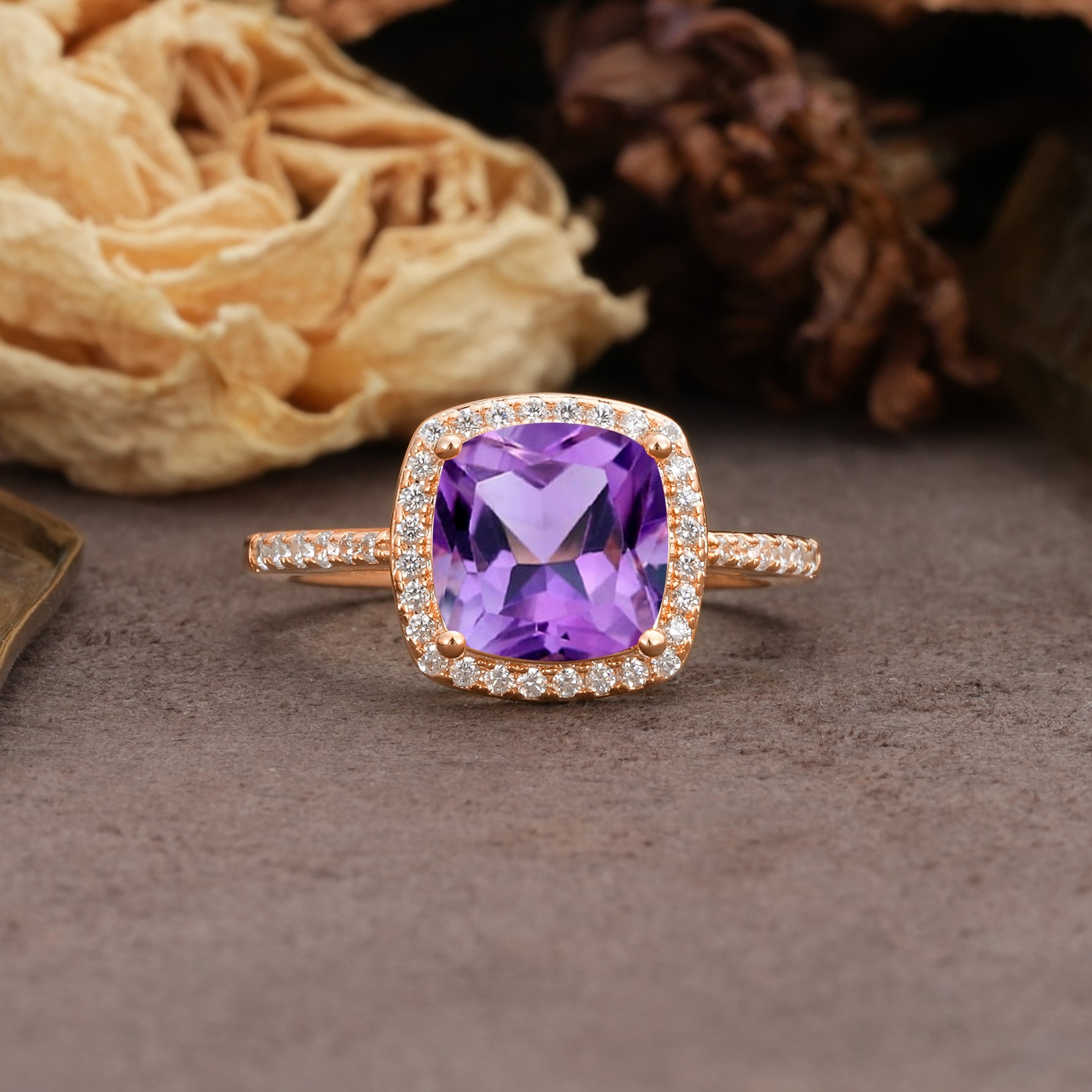 Classic Luxury 4-Prong Princess Cut Amethyst Engagement Ring - Additional view