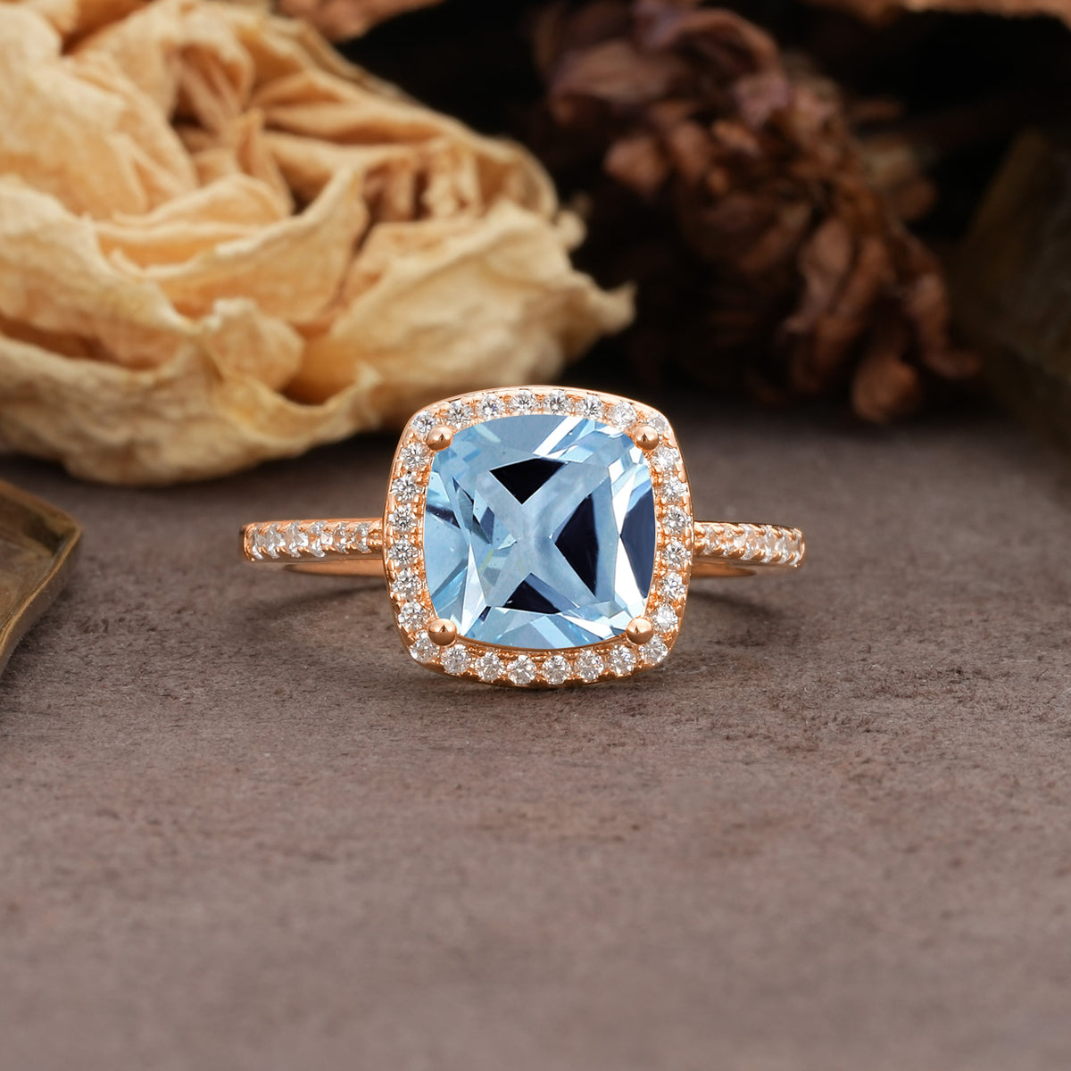 Classic Luxury 4-Prong Princess Cut Aquamarine Engagement Ring - Additional view