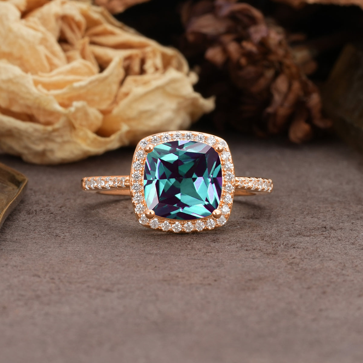Classic Luxury 4-Prong Princess Cut Alexandrite Engagement Ring - Additional view