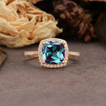 Classic Luxury 4-Prong Princess Cut Alexandrite Engagement Ring - Additional view