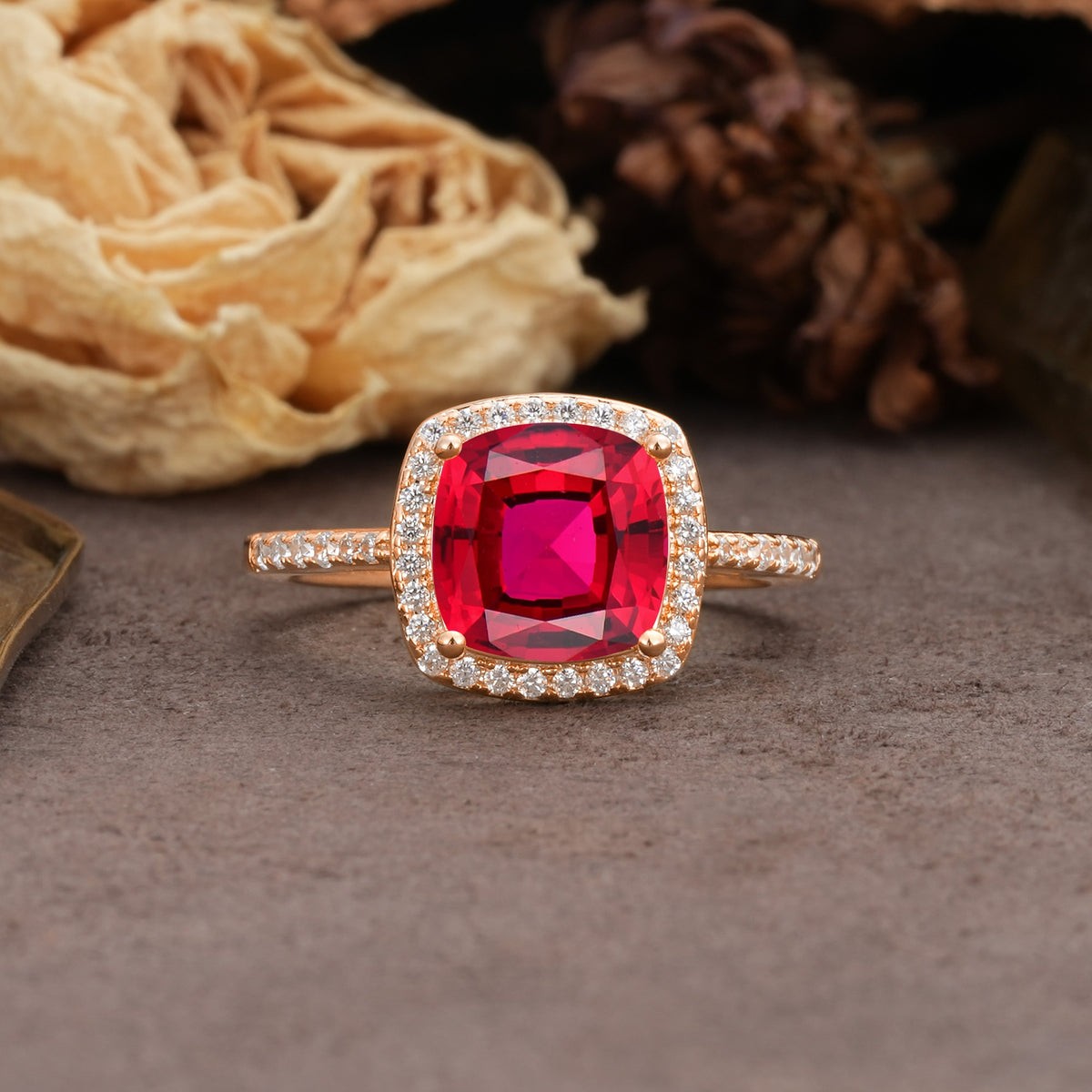 Classic Luxury 4-Prong Princess Cut Ruby Engagement Ring - Additional view