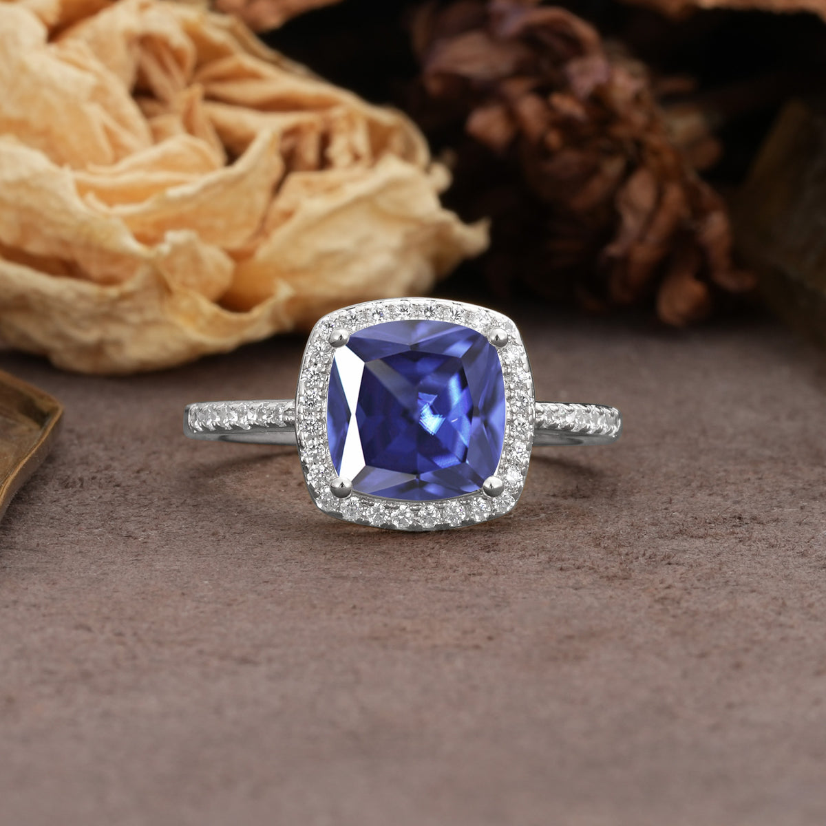 Classic Luxury 4-Prong Princess Cut Tanzanite Engagement Ring - Additional view