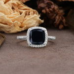 Classic Luxury 4-Prong Princess Cut Black Onyx Engagement Ring - Additional view