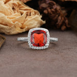 Classic Luxury 4-Prong Princess Cut Garnet Engagement Ring - Additional view