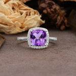 Classic Luxury 4-Prong Princess Cut Amethyst Engagement Ring - Additional view