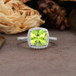 Classic Luxury 4-Prong Princess Cut Peridot Engagement Ring - Additional view