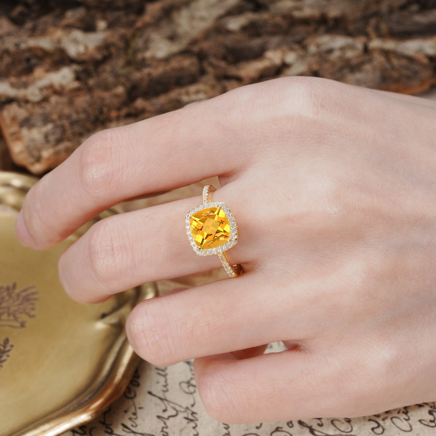 Classic Luxury 4-Prong Princess Cut Citrine Engagement Ring