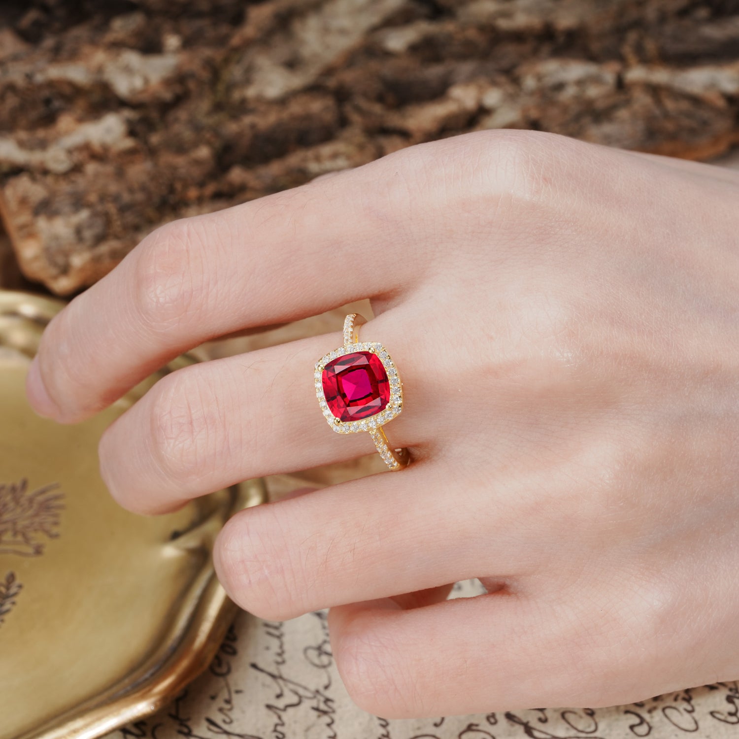 Classic Luxury 4-Prong Princess Cut Ruby Engagement Ring