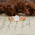 Unique, Luxurious, Twisted-Cross 4-Prong Round Cut Moissanite Engagement Ring - Additional view