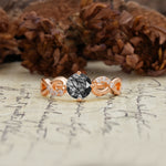 Unique, Luxurious, Twisted-Cross 4-Prong Round Cut Black Rutilated Quartz Engagement Ring - Additional view