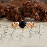 Unique, Luxurious, Twisted-Cross 4-Prong Round Cut Black Onyx Engagement Ring - Additional view