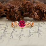 Unique, Luxurious, Twisted-Cross 4-Prong Round Cut Ruby Engagement Ring - Additional view