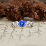 Unique, Luxurious, Twisted-Cross 4-Prong Round Cut Sapphire Engagement Ring - Additional view