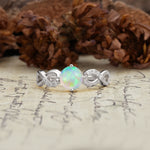 Unique, Luxurious, Twisted-Cross 4-Prong Round Cut Fire Opal Engagement Ring - Additional view