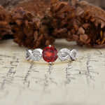 Unique, Luxurious, Twisted-Cross 4-Prong Round Cut Garnet Engagement Ring - Additional view