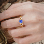 Unique, Luxurious, Twisted-Cross 4-Prong Round Cut Sapphire Engagement Ring - Additional view