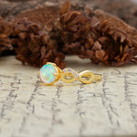 Unique, Luxurious, Twisted-Cross 4-Prong Round Cut Fire Opal Engagement Ring - Additional view