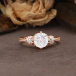 Classic Luxury 4-Prong Round Cut Moissanite Three Stones Wedding Ring - Additional view