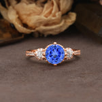 Classic Luxury 4-Prong Round Cut Sapphire Three Stones Wedding Ring - Additional view